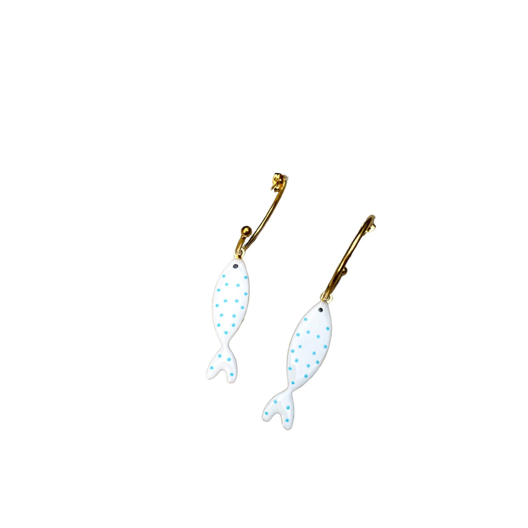 Aretes blanco pez Accesoriosjeco 