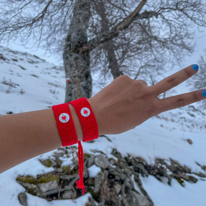 Pulsera roja corazón nácar Accesoriosjeco 